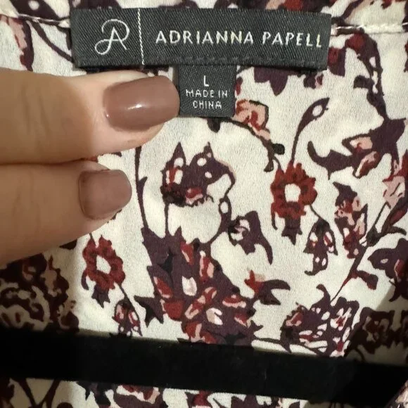 #FALL2025🍁 Adrianna Papell Pretty PRINT BLOUSE   LARGE   #2 - Picture 4 of 7